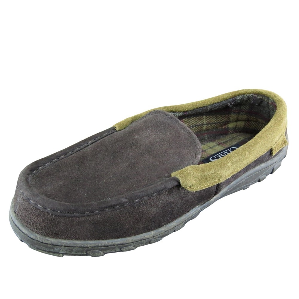 Chaps Gigi Men Slip-On Slipper Size 9.5-10.5 Medium Brown Cow Suede Slip‎ On